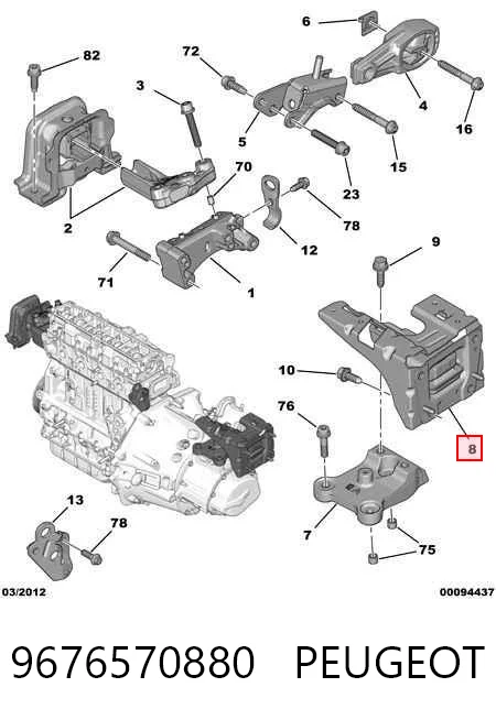 9676570880 Peugeot/Citroen Cojín del motor