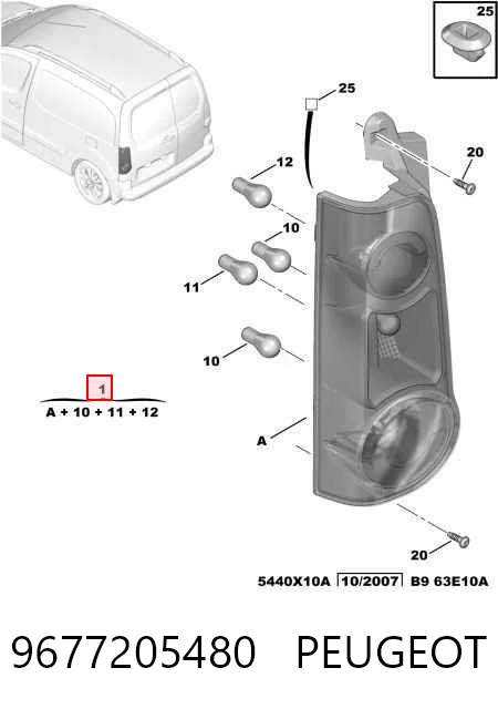 9677205480 Peugeot/Citroen Piloto trasero derecho