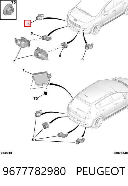 9677782980 Peugeot/Citroen Sensor alarma de estacionamiento trasero 