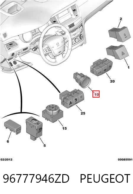 96777946ZD Peugeot/Citroen Botón de arranque del motor
