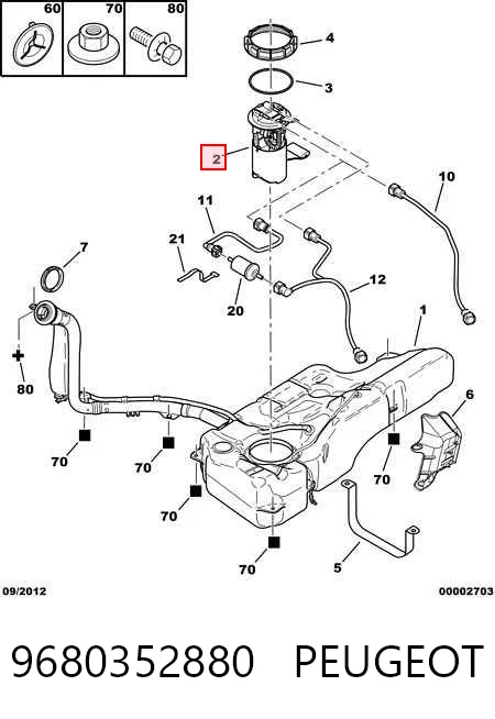9680352880 Peugeot/Citroen Módulo de alimentación de combustible