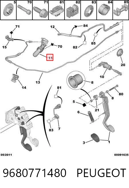 9680771480 Peugeot/Citroen Cilindro receptor de embrague