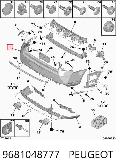 Defensa trasero para Citroen C5 III RD