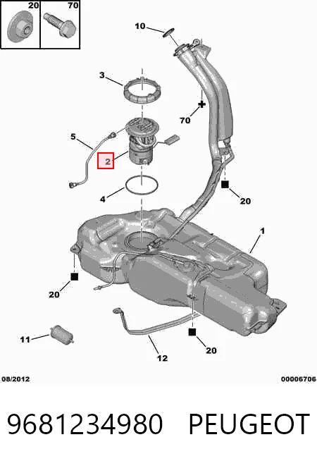 9681234980 Peugeot/Citroen Módulo de alimentación de combustible