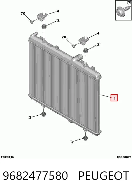 Radiador de refrigeración del motor PEUGEOT 9682477580