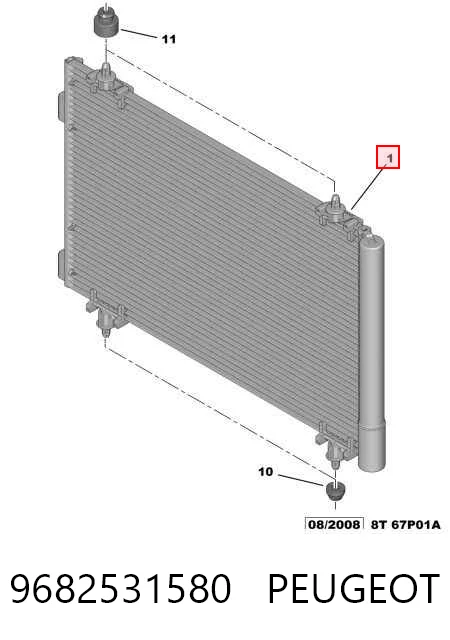 9682531580 Peugeot/Citroen Radiador de aire acondicionado