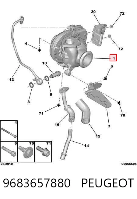 Turbocompresor 9683657880 PEUGEOT