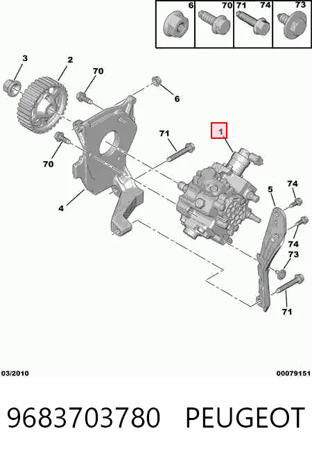 9683703780 Peugeot/Citroen Bomba de inyección