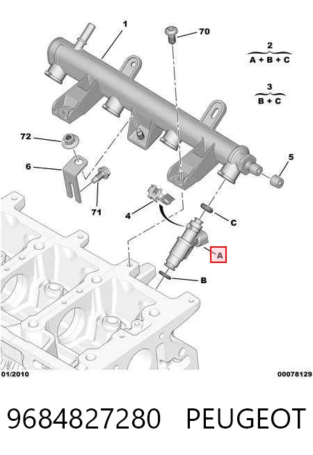 9684827280 Peugeot/Citroen Inyector de combustible