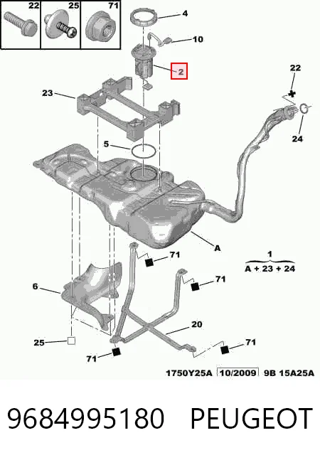 9684995180 Peugeot/Citroen Módulo de alimentación de combustible