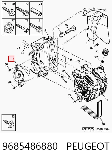 9685486880 Peugeot/Citroen Tensor de correa de alternador
