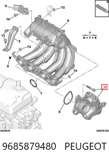 9685879480 Peugeot/Citroen Mariposa de admisión