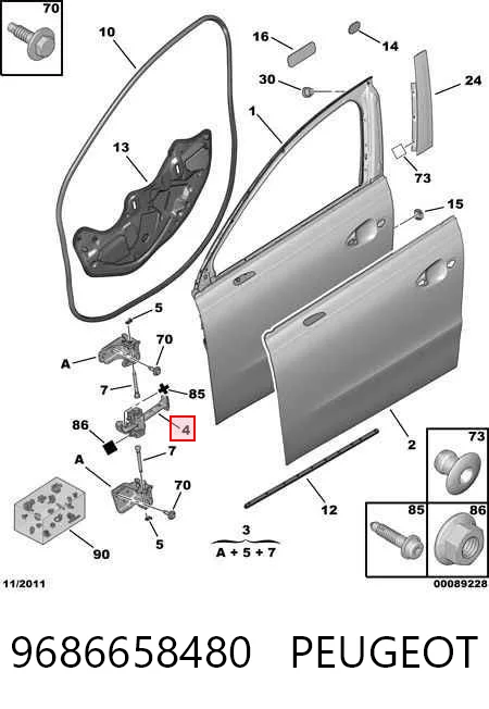 9686658480 Peugeot/Citroen Limitador de apertura de puerta delantera