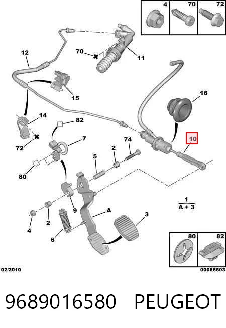 9689016580 Peugeot/Citroen Cilindro maestro de clutch