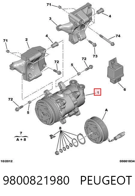 9800821980 Peugeot/Citroen Compresor climatizador