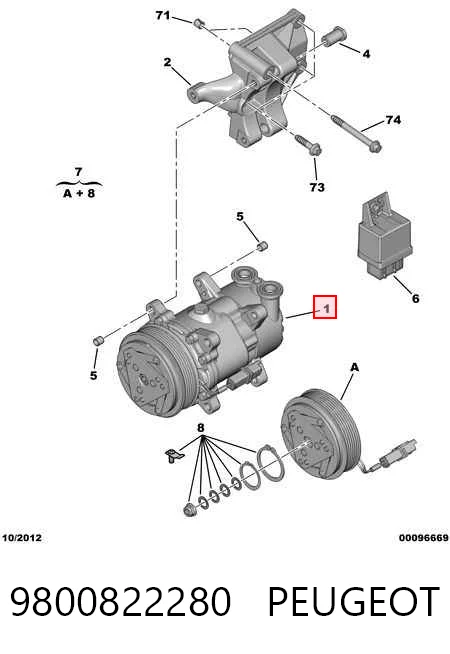 9800822280 Peugeot/Citroen Compresor climatizador