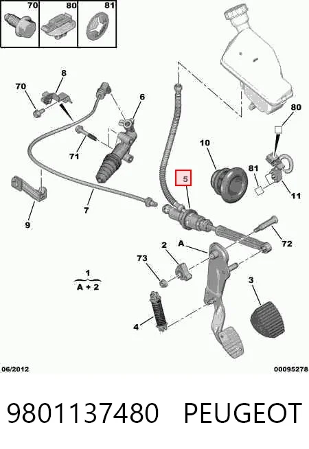 9801137480 Peugeot/Citroen Cilindro maestro de clutch