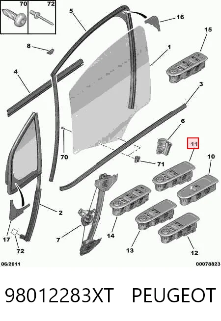 98012283XT Peugeot/Citroen Unidad de control de elevalunas delantera izquierda