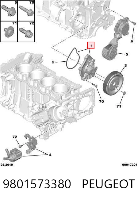 9801573380 Peugeot/Citroen Bomba refrigerante coche
