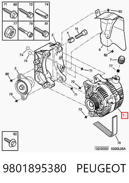 9801895380 Peugeot/Citroen Alternador de coche