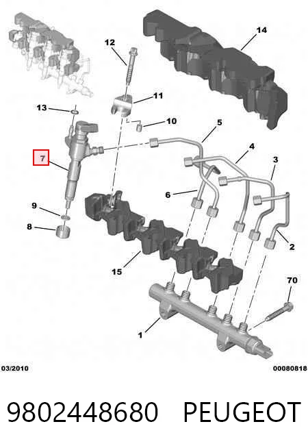 9802448680 Peugeot/Citroen Inyector de combustible
