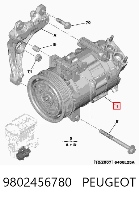 9802456780 Peugeot/Citroen Compresor climatizador