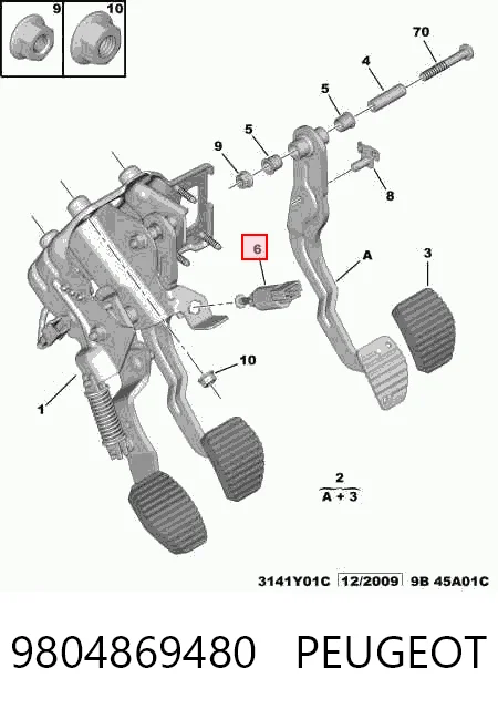 9804869480 Peugeot/Citroen Interruptor luces de freno