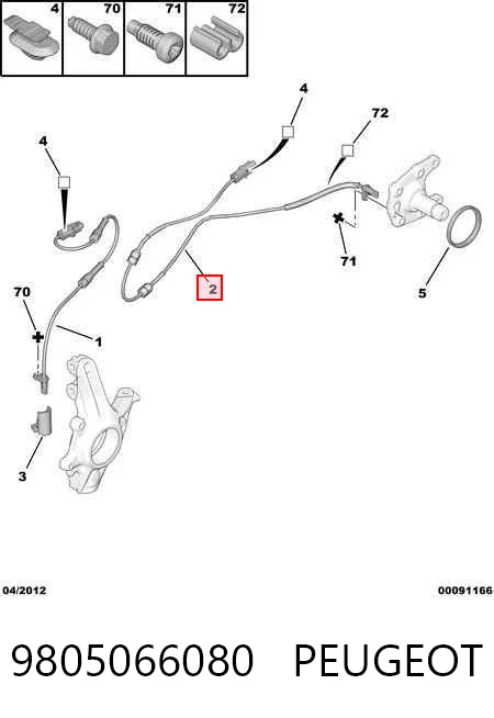 9805066080 Peugeot/Citroen Sensor ABS trasero