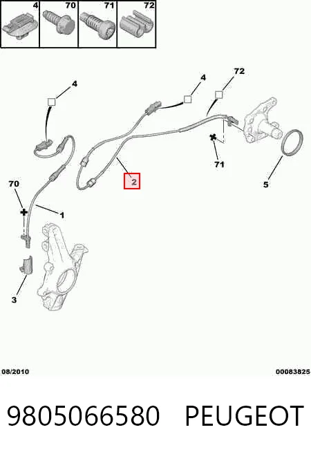 9805066580 Peugeot/Citroen Sensor de freno, trasero