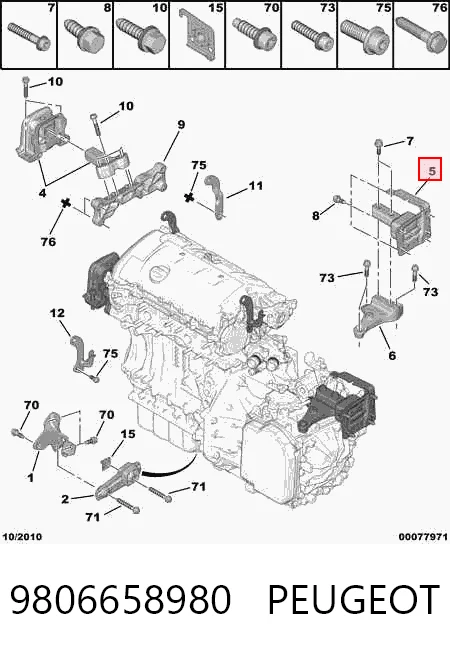 9806658980 Peugeot/Citroen Soporte de motor izquierdo