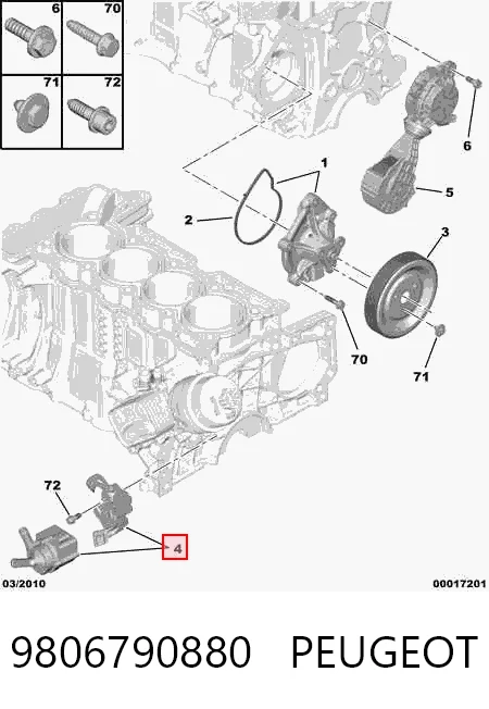 9806790880 Peugeot/Citroen Bomba de agua eléctrica auxiliar