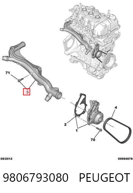 9806793080 Peugeot/Citroen Manguera de refrigeración