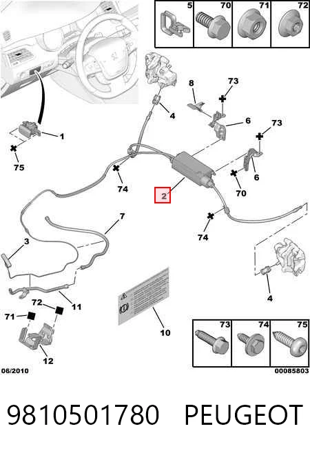 9810501780 Peugeot/Citroen Accionamiento eléctrico del freno de mano