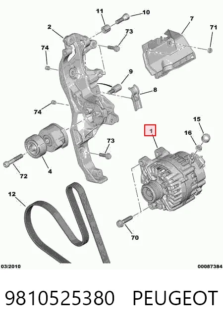 9810525380 Peugeot/Citroen Alternador de coche