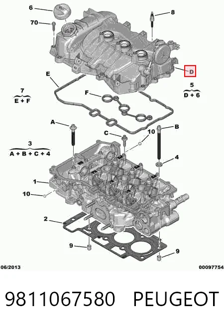 9811067580 Peugeot/Citroen Tapa de culata