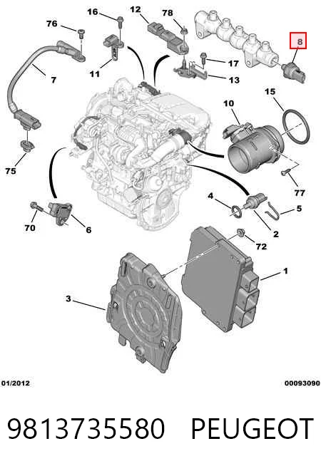 9813735580 Peugeot/Citroen Sensor de presión de combustible