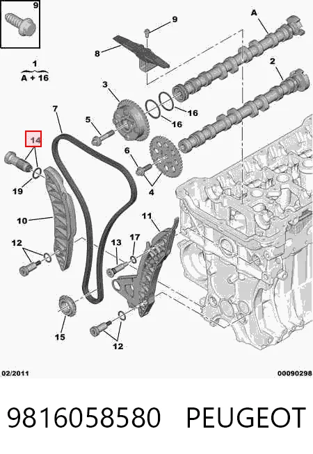 9816058580 Peugeot/Citroen Tensor de cadena de distribución