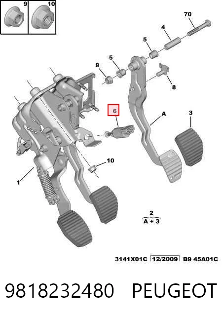 9818232480 Peugeot/Citroen Interruptor luces de freno