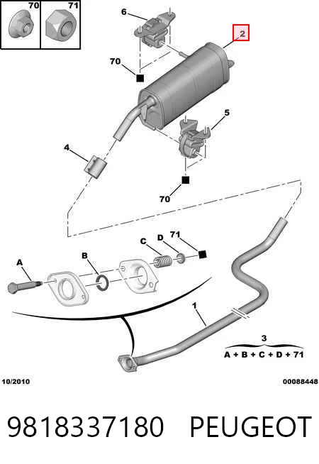 Silenciador trasero para Citroen C3 2R, 2C