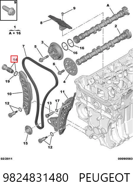 9824831480 Peugeot/Citroen Tensor de cadena de distribución