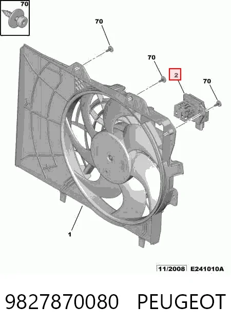 9827870080 Peugeot/Citroen Regulador de velocidad del ventilador de refrigeración (unidad de control)