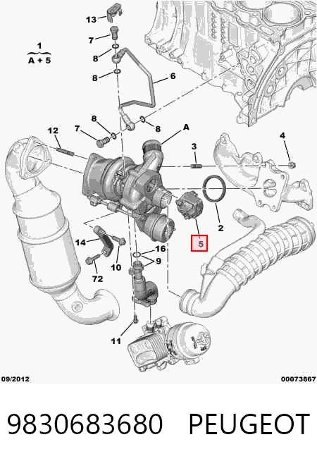 9830683680 Peugeot/Citroen Válvula de recirculación de aire de sobrealimentación de turbina