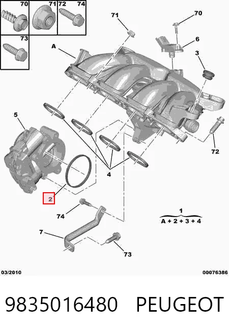 9835016480 Peugeot/Citroen Colectores de admisión