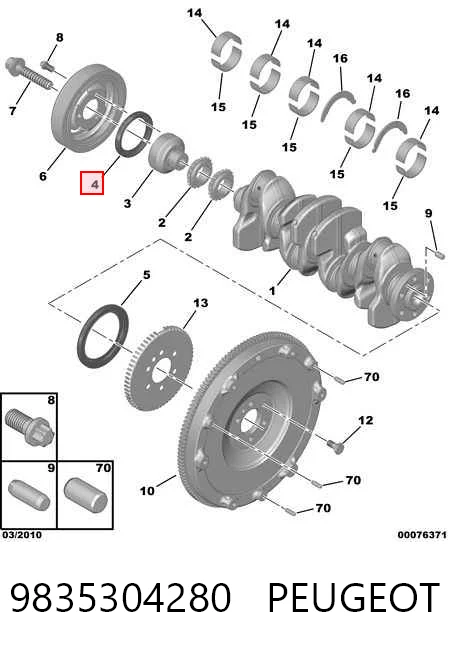 9835304280 Peugeot/Citroen Retén del cigüeñal frontal