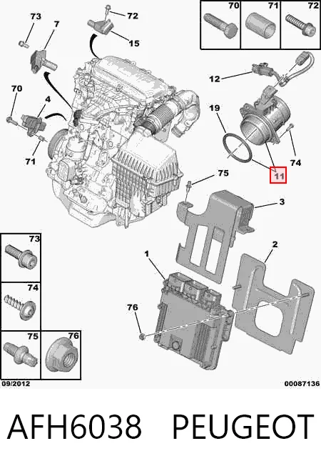 AFH6038 Peugeot/Citroen Sensor de flujo de aire