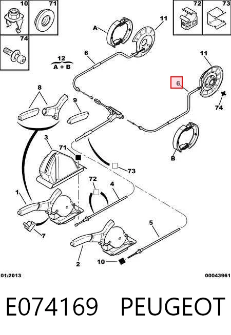 Comprar Cable de freno de mano trasero derecho/izquierdo Peugeot 406  8B a bajo precio