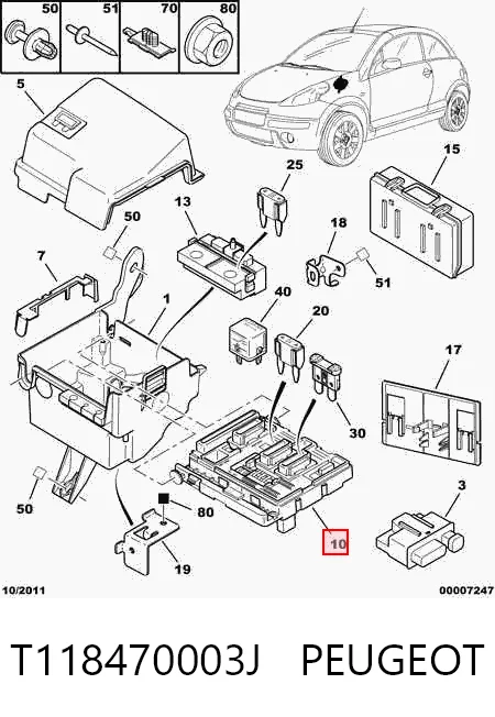Caja de relés y fusibles para Citroen C2  JM