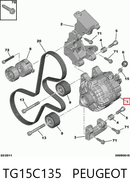 TG15C135 Peugeot/Citroen Alternador de coche