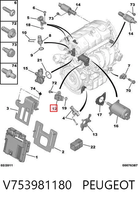 V753981180 Peugeot/Citroen Sensor, presión colector de admisión 