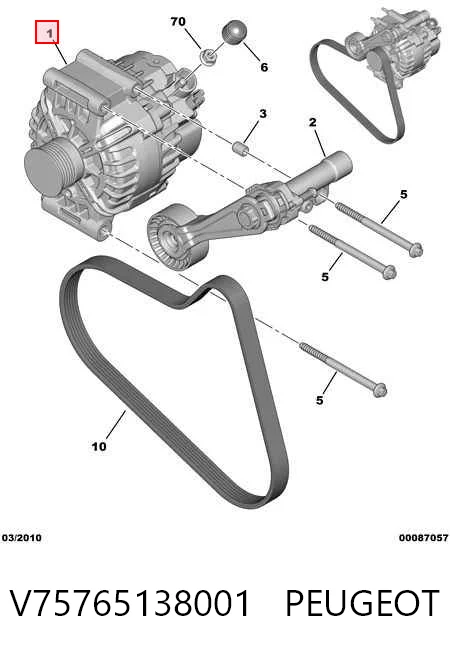 V75765138001 Peugeot/Citroen Alternador de coche